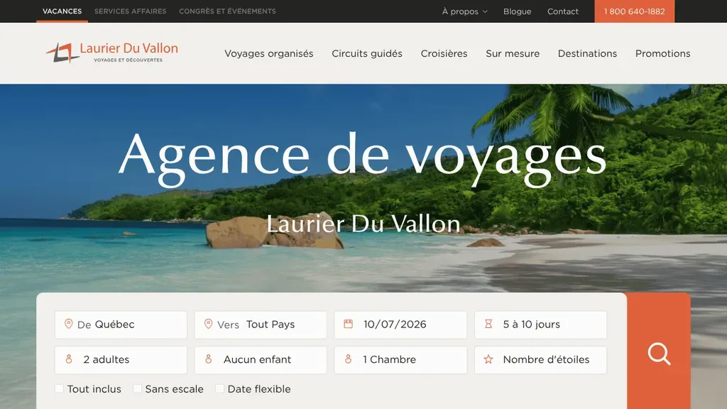 Voyages Laurier du Vallon sitio web