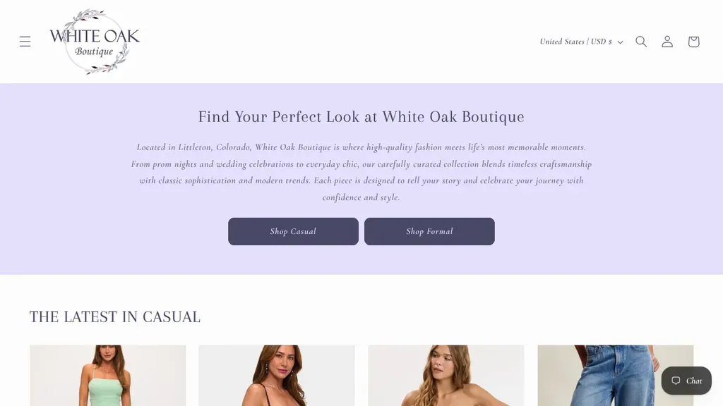 White Oak Boutique sitio web