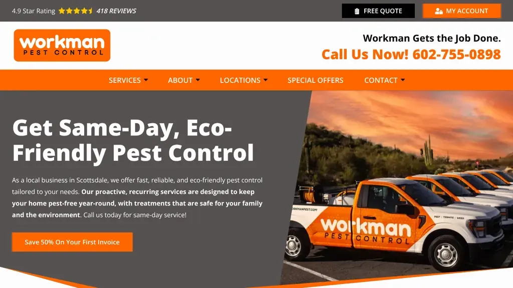 Workman Pest Control sitio web