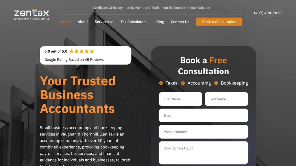 Zen Tax sitio web