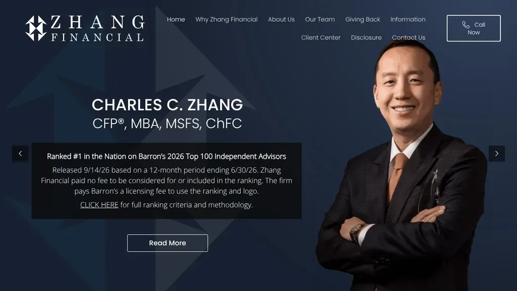 Zhang Financial sitio web