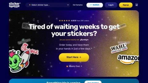 Sticker Shuttle website