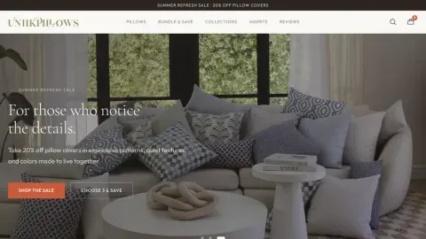 UniikPillows website