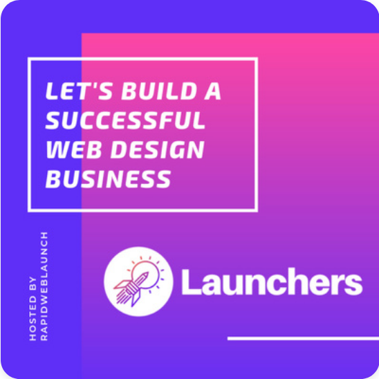 Arte de portada del podcast de diseño web Launchers