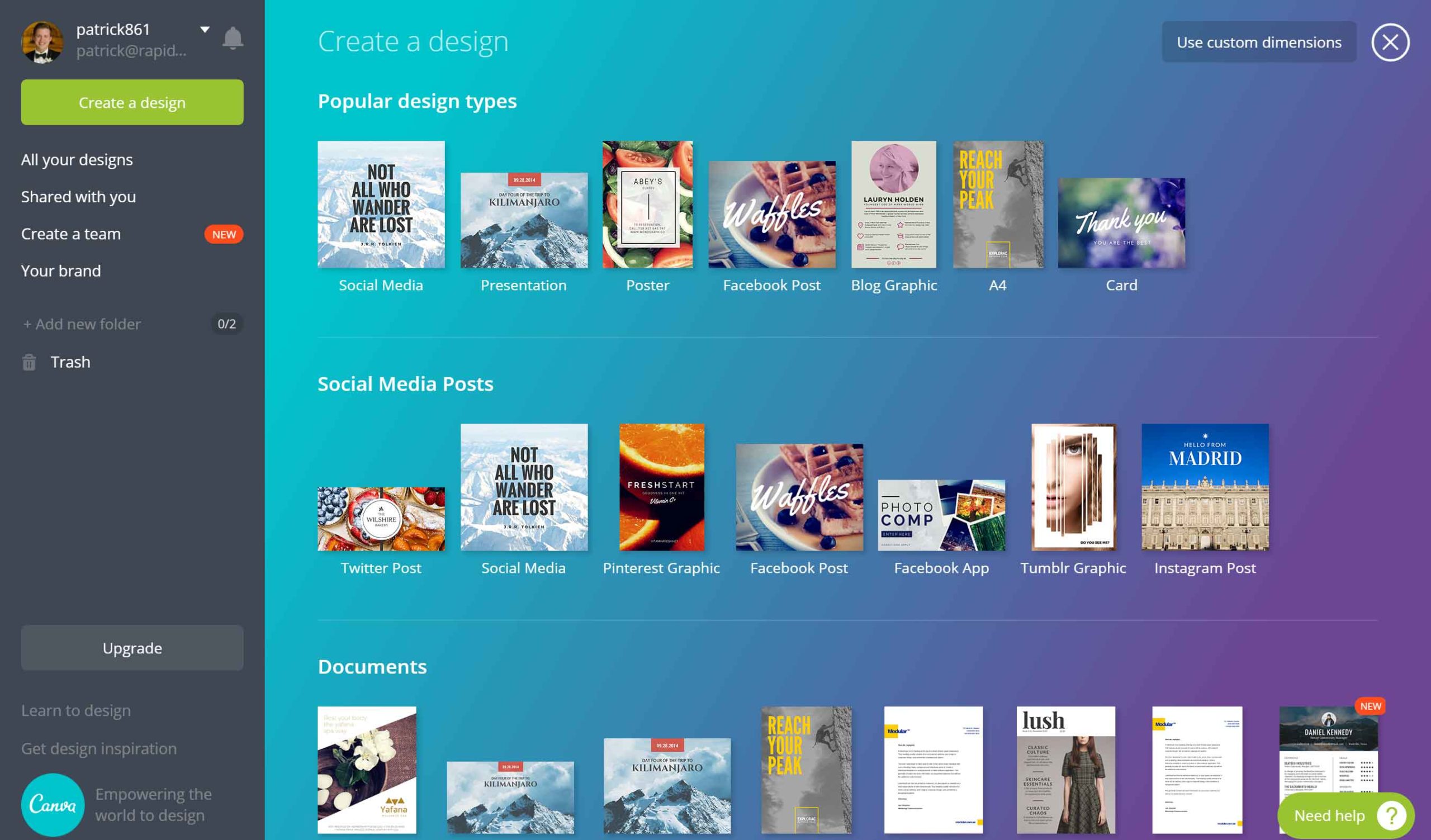 Herramienta de diseño gráfico en línea Canva