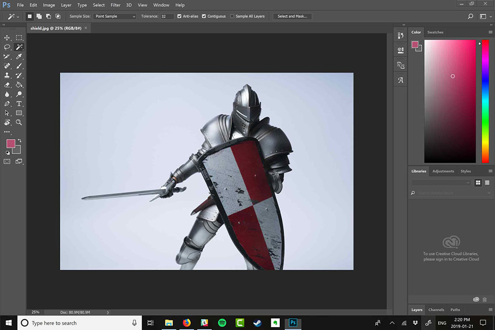Foto de stock abierta en Photoshop