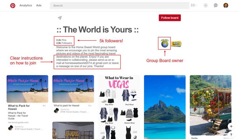 The World is Yours Pinterest Group Board
