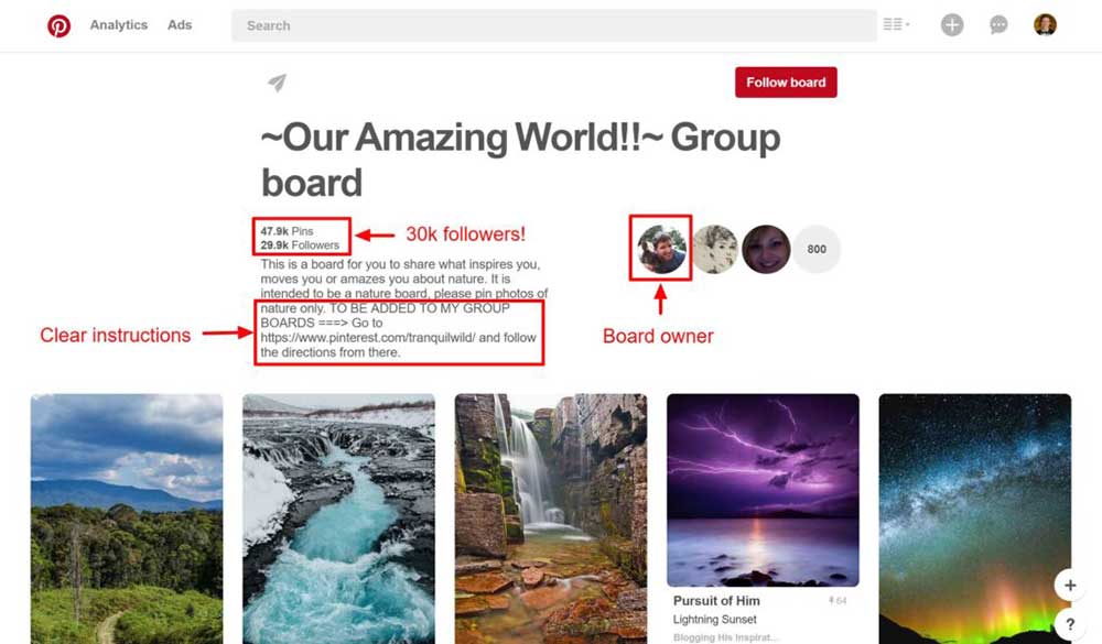 Our Amazing World Group Board with 30,000 followers