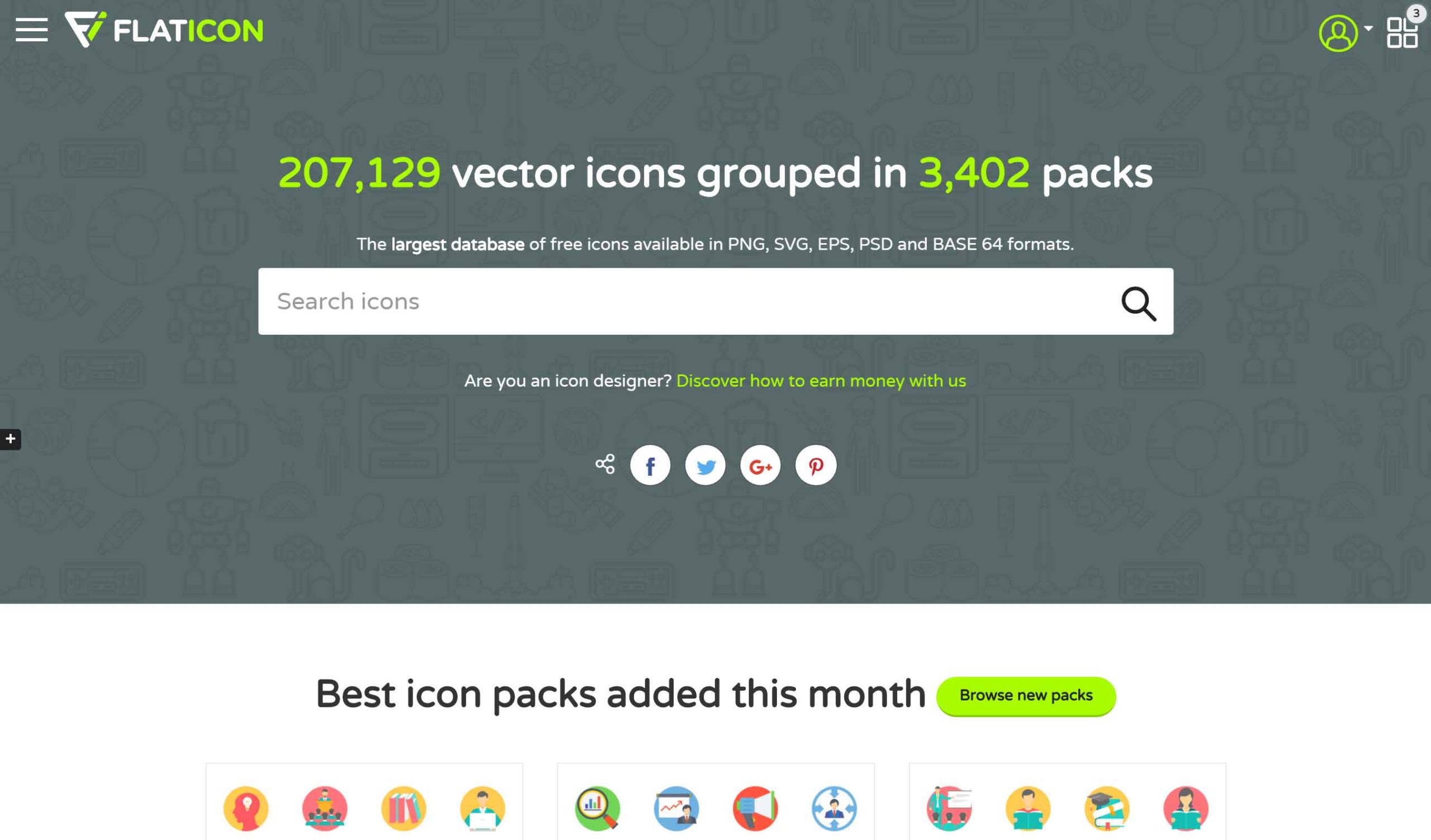 Biblioteca de iconos vectoriales Flaticon