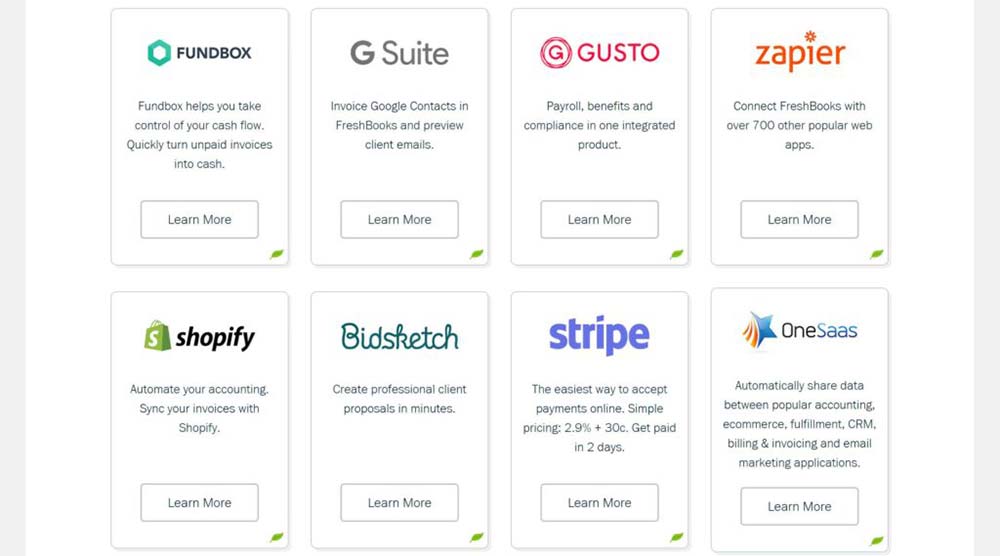 Directorio de aplicaciones e integraciones de FreshBooks