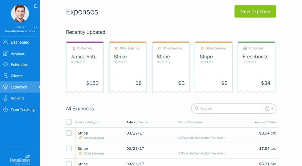 Seguimiento de gastos de FreshBooks con transacciones importadas
