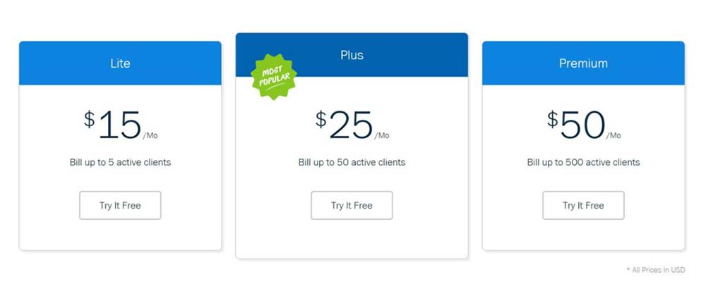 Comparación de planes de precios de FreshBooks