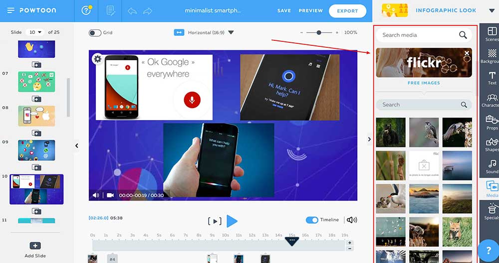 Integración de imágenes de Flickr en Powtoon