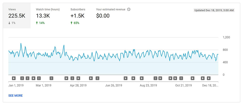 Métricas de rendimiento del canal de YouTube de RapidWebLaunch