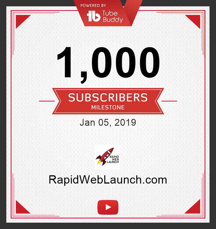 YouTube subscriber growth for the RapidWebLaunch channel