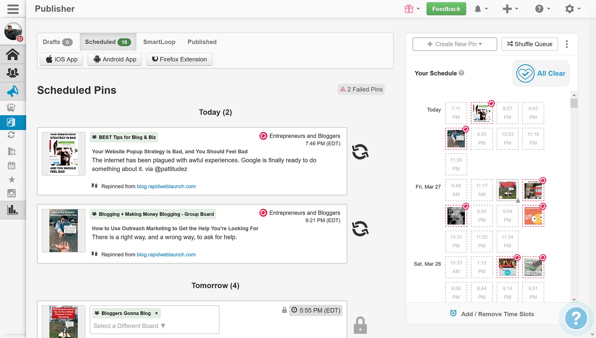 Herramienta de programación de redes sociales Tailwind