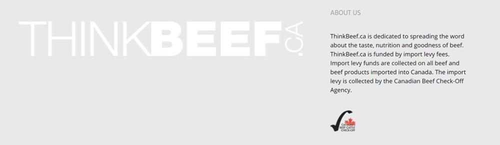 Pie de página del sitio web de ThinkBeef mostrando su fuente de financiación