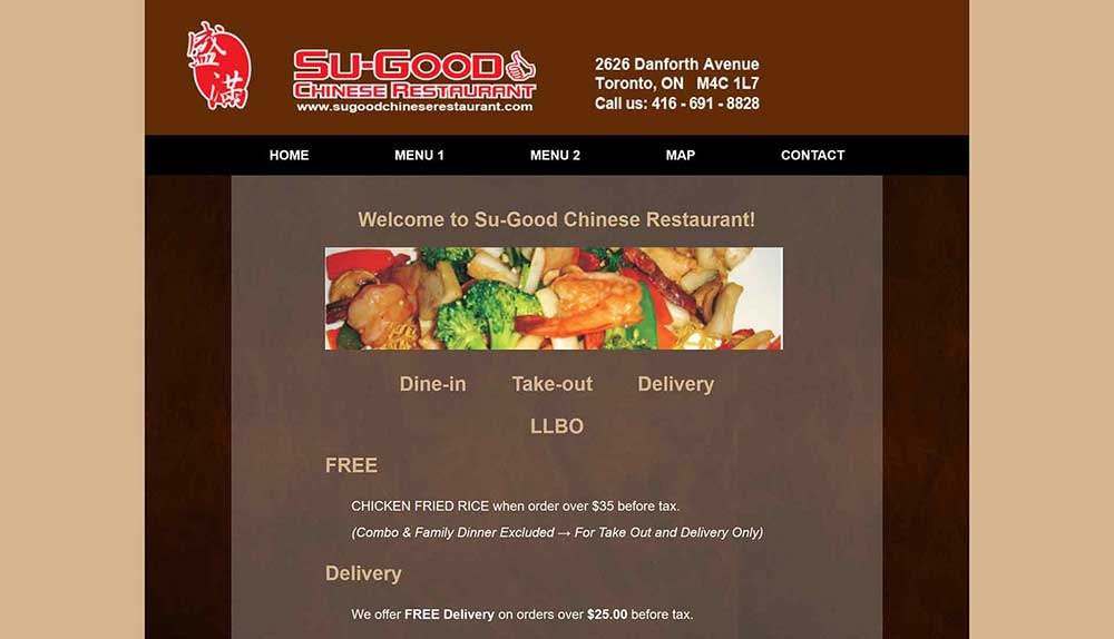 El sitio web desactualizado del restaurante que necesita un rediseño
