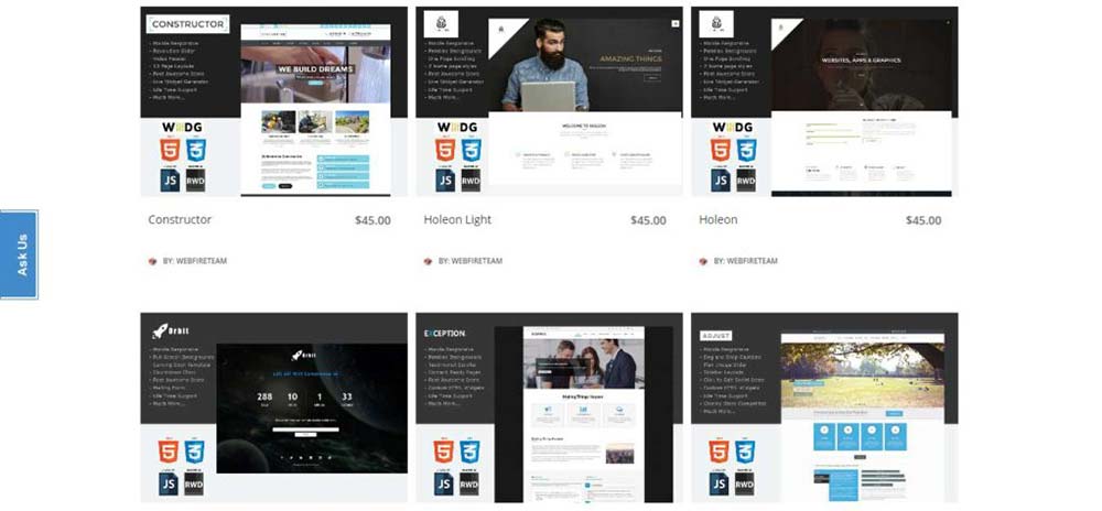 Webfire Themes website homepage showing popular themes