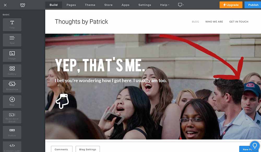 Diseñando un diseño de blog de Weebly en el editor