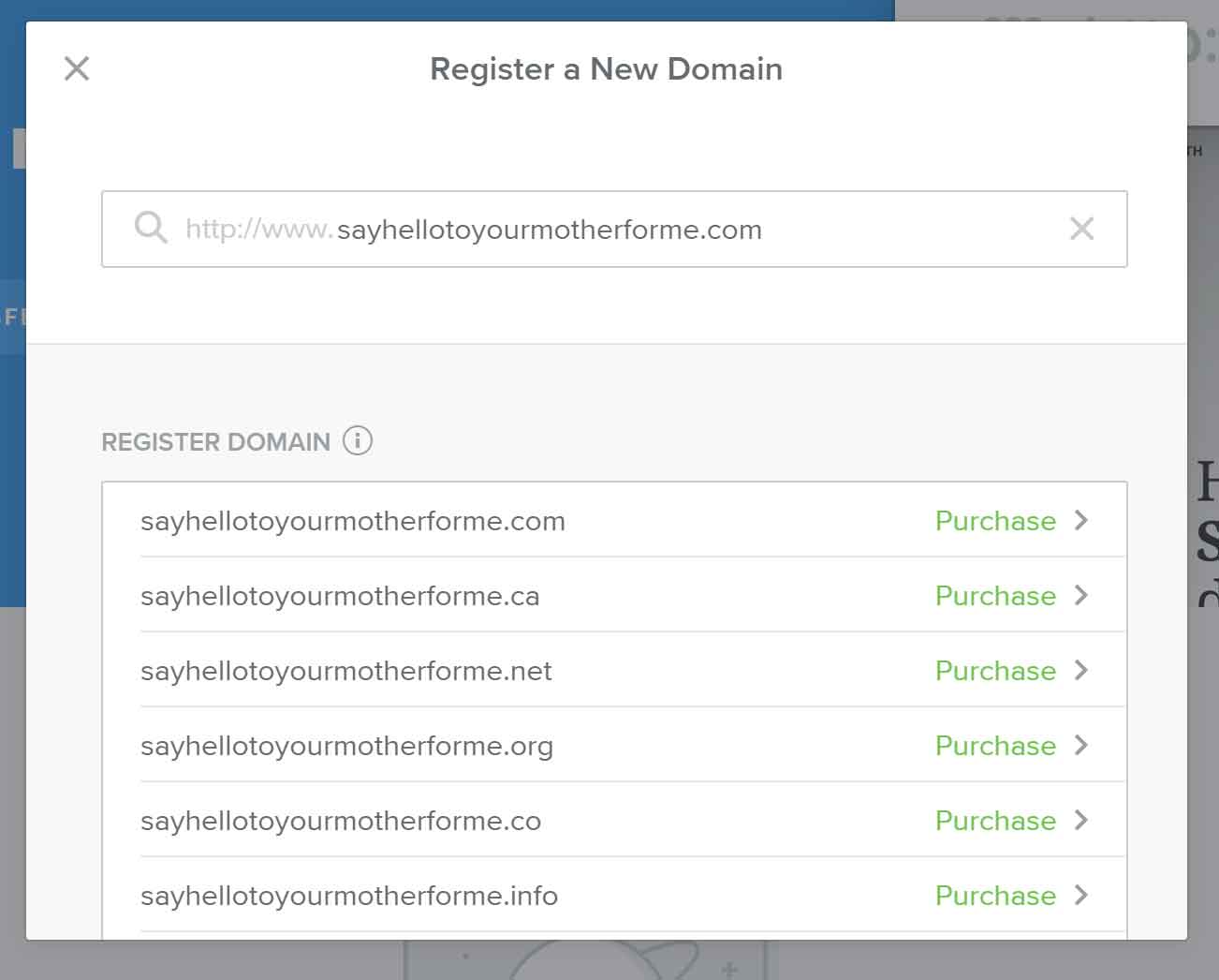 Buscando un nombre de dominio disponible en Weebly