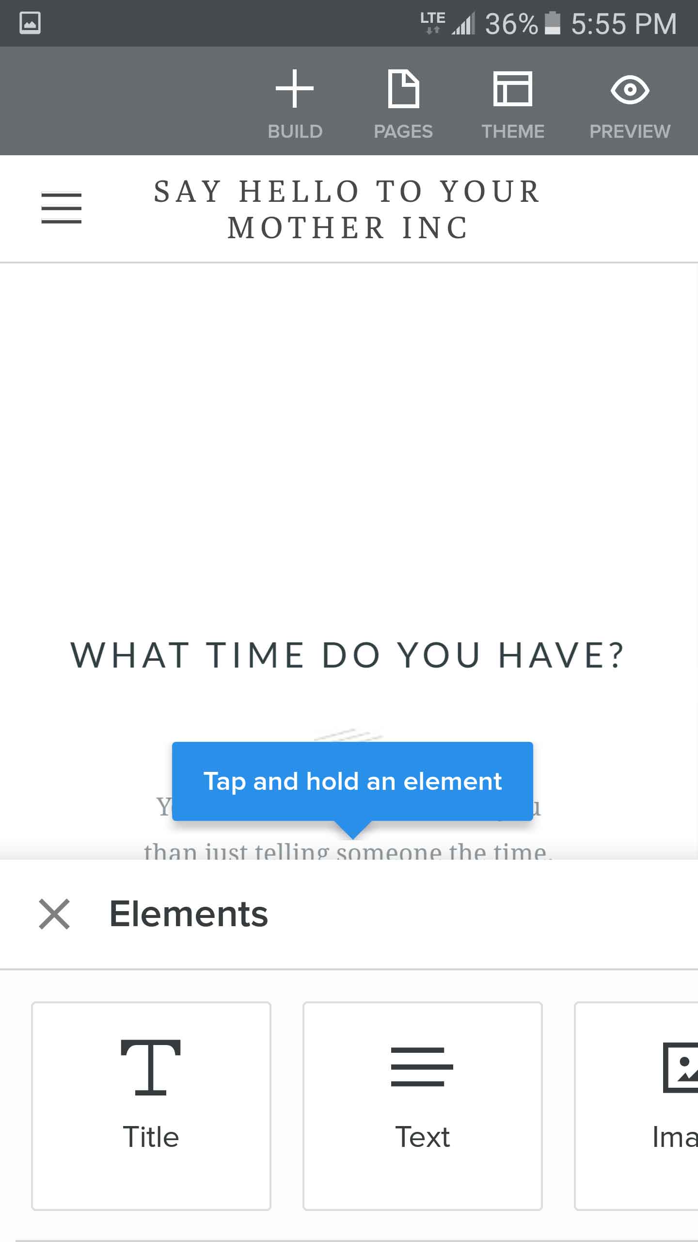Edición de arrastrar y soltar en la app móvil de Weebly
