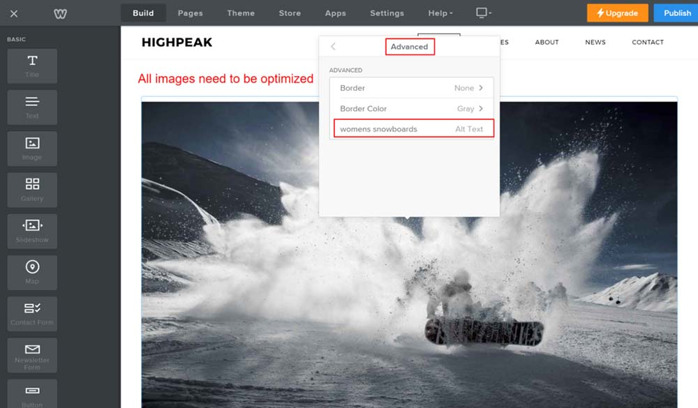 Optimizando etiquetas alt de imágenes en Weebly