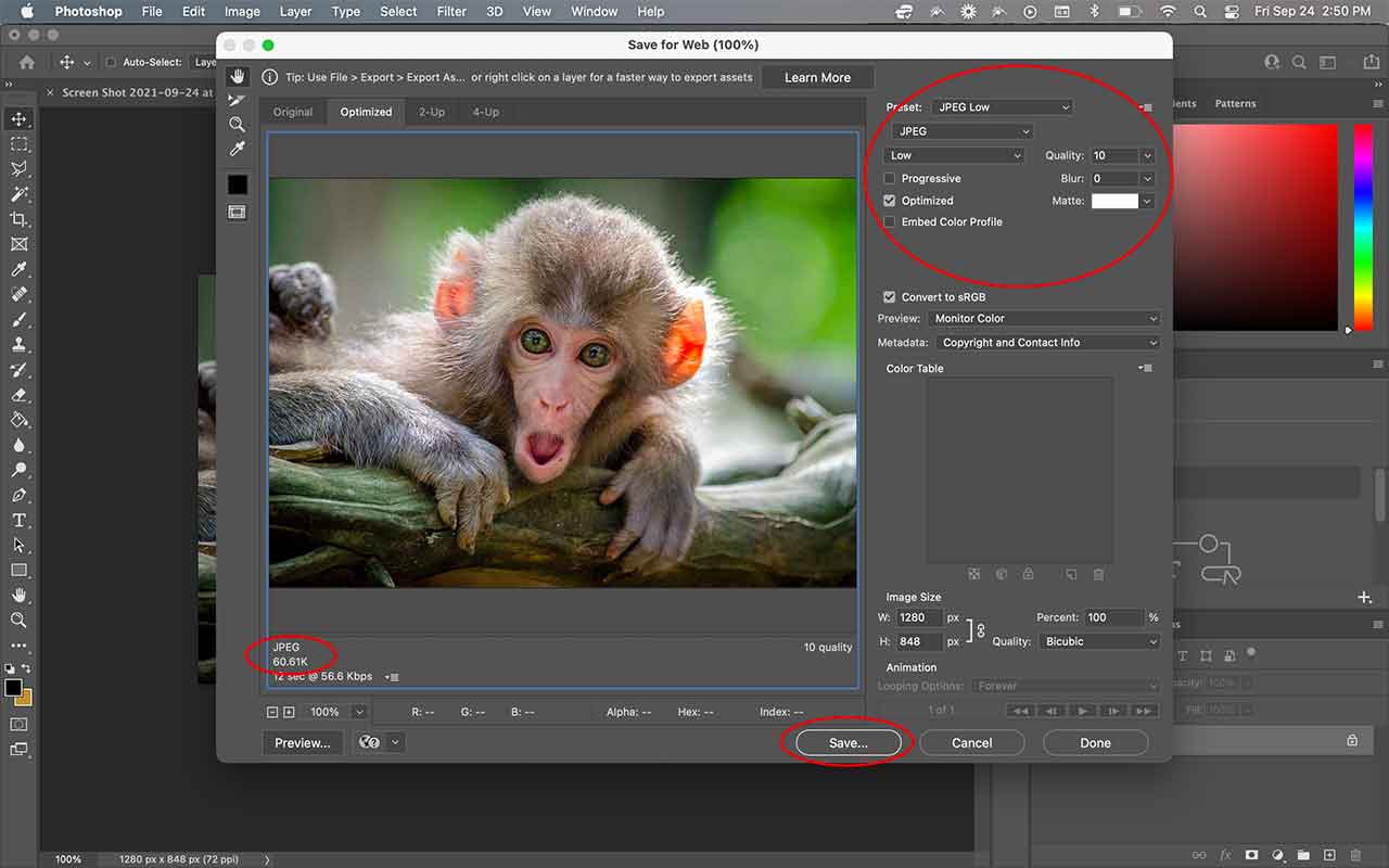 comprimiendo imágenes en photoshop