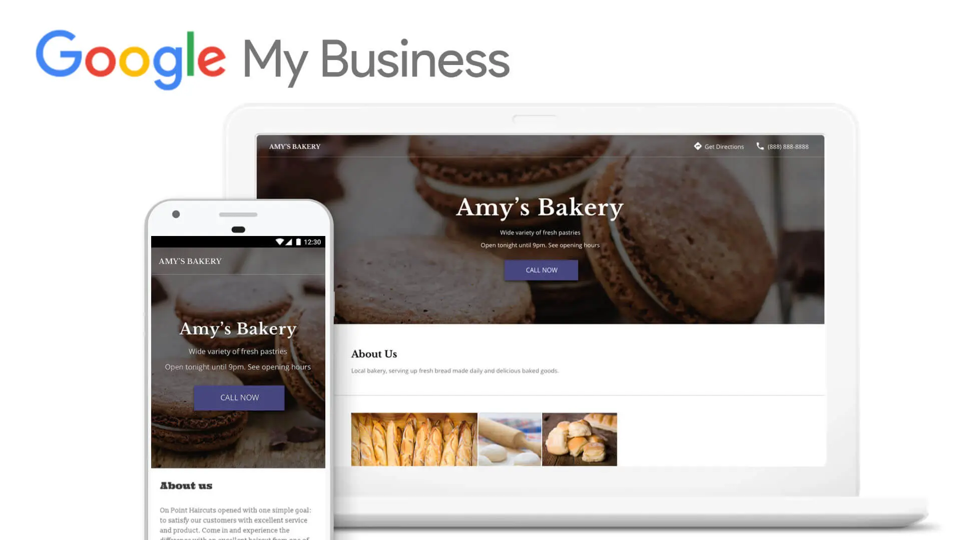 Interfaz de edición del creador de sitios web de Google My Business
