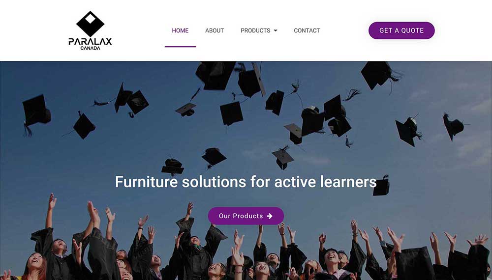 A screenshot of the Paralax corporate website.