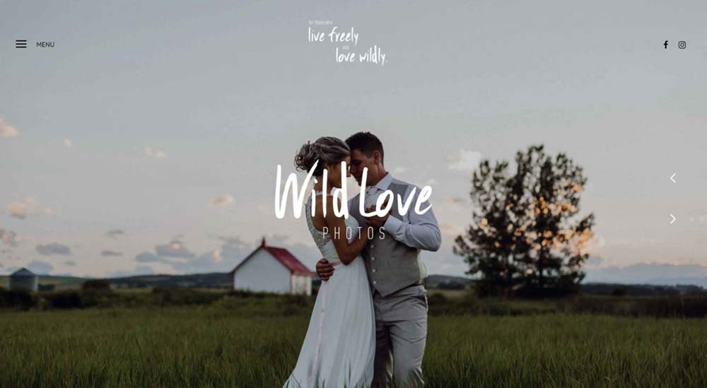 A screenshot of the Wild Love photographer website.
