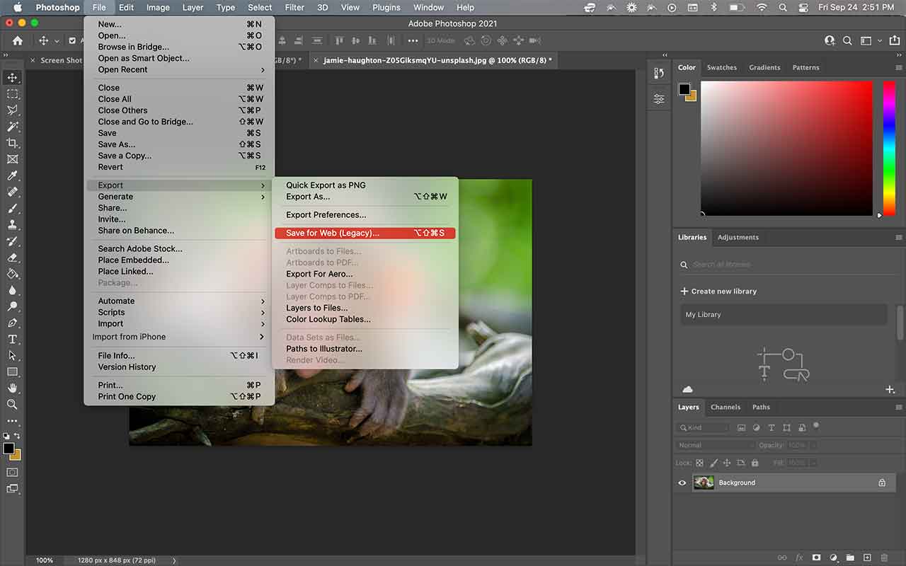 compressing images in photoshop