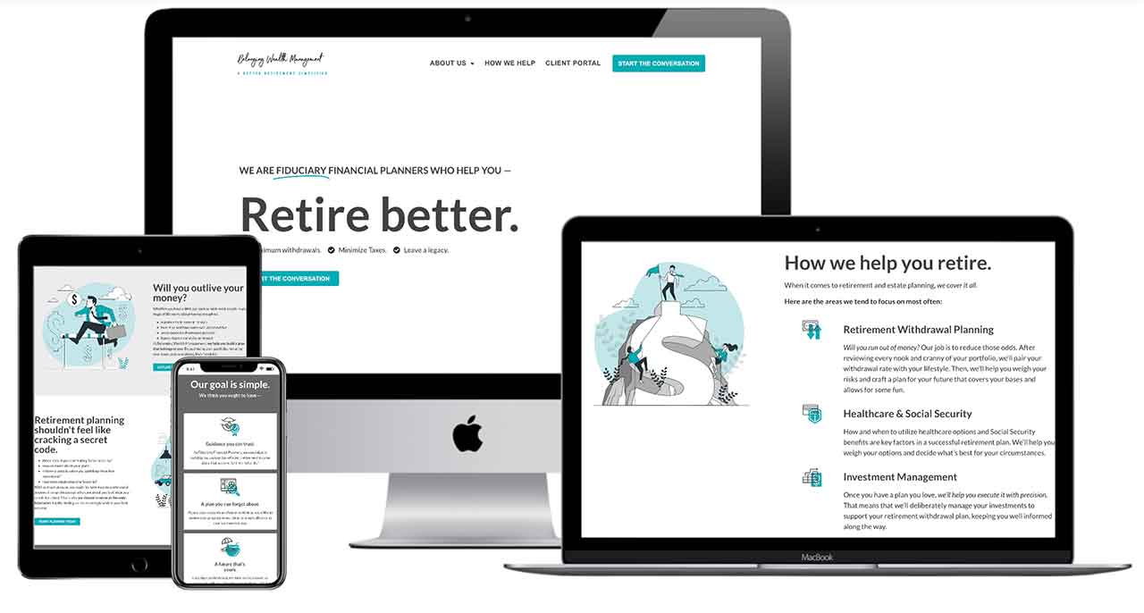 Belonging Wealth's website is a great example of web design for under $1,000.