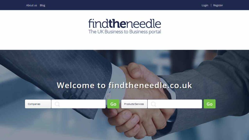 A screenshot of Find the Needle B2B website.
