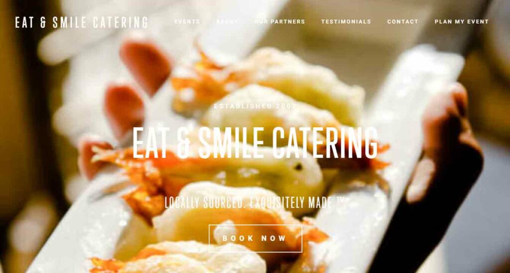 Screenshot of Eat and Smile catering website.