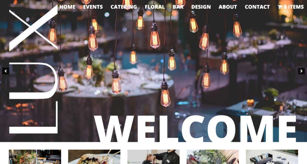 Screenshot of Lux catering website.
