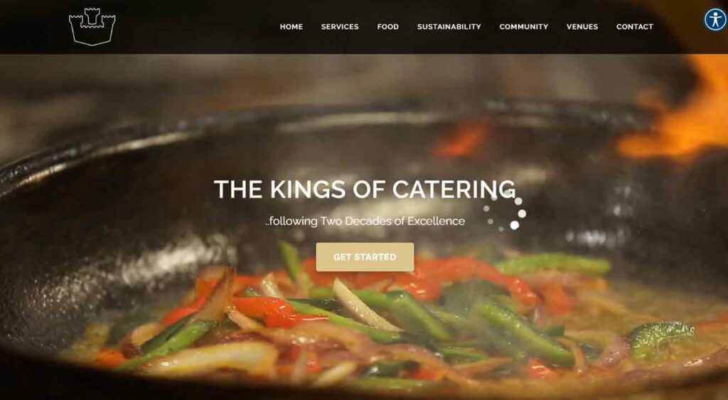 Screenshot of Abbey catering website.