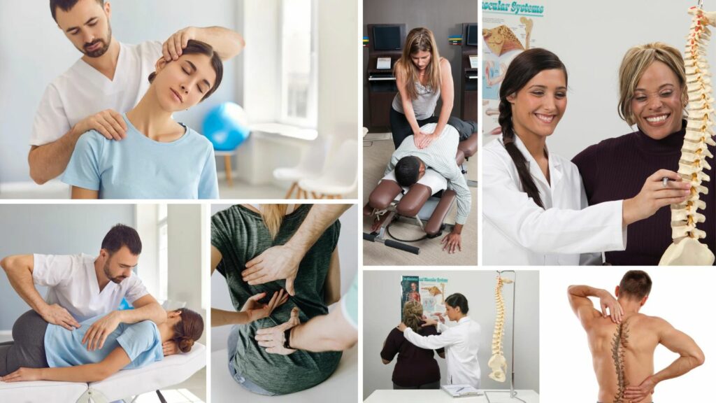 A collage of chiropractors working on their patients.