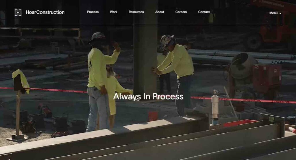 A screenshot of Hoar construction website.