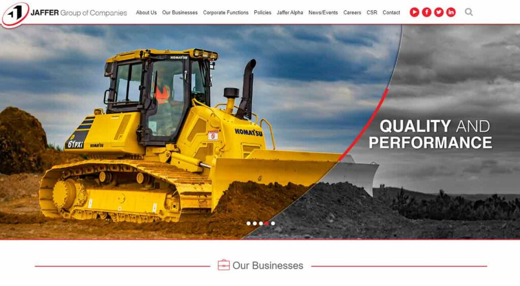 A screenshot of Jaffer construction website.