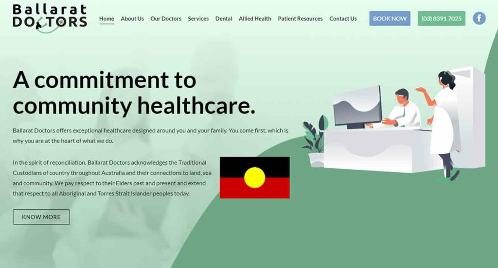 A screenshot of the Ballarat doctor website.