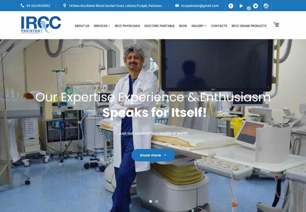 A screenshot of the IRCC Pakistan doctor website.