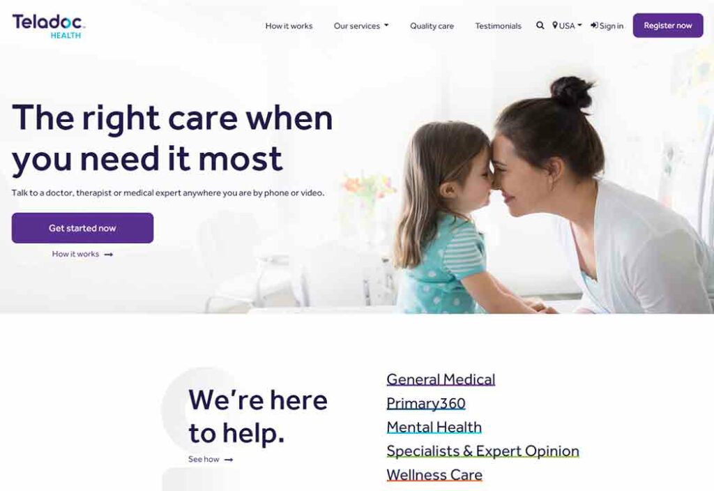 A screenshot of the Teladoc Health doctor website.