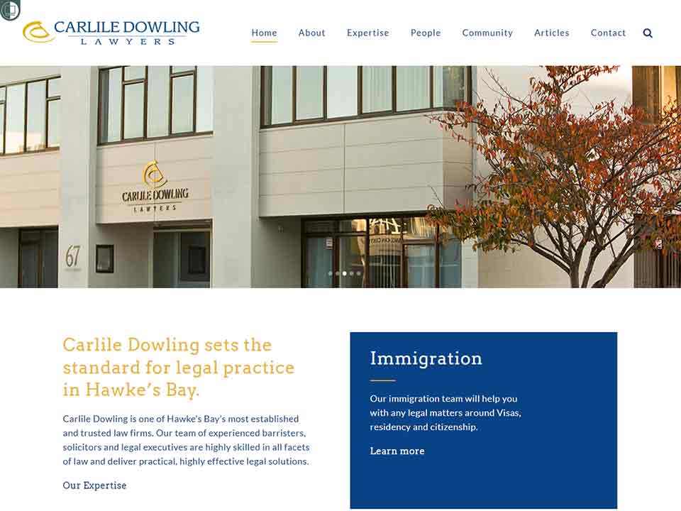 A screenshot of the Carlile Downling family law website.