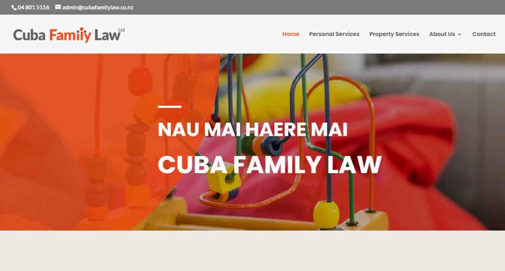A screenshot of the Cuba Family Law family law website.