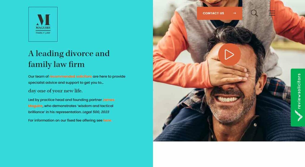 A screenshot of the Maguire family law website.