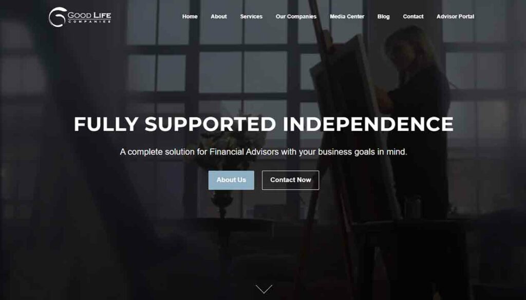 A screenshot of the Good Life Companies financial advisor website.