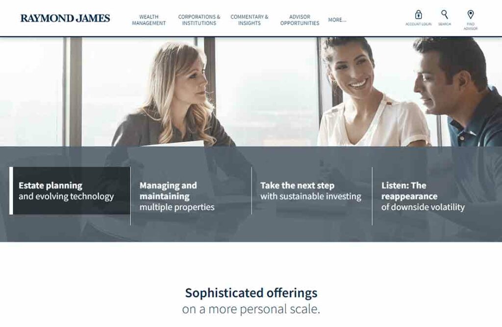 A screenshot of the Raymond James financial advisor website.
