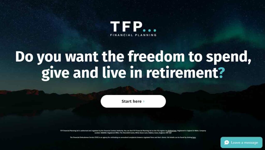 A screenshot of the TFP financial advisor website.