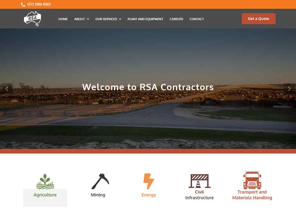 A screenshot of the RSA general contractor website.